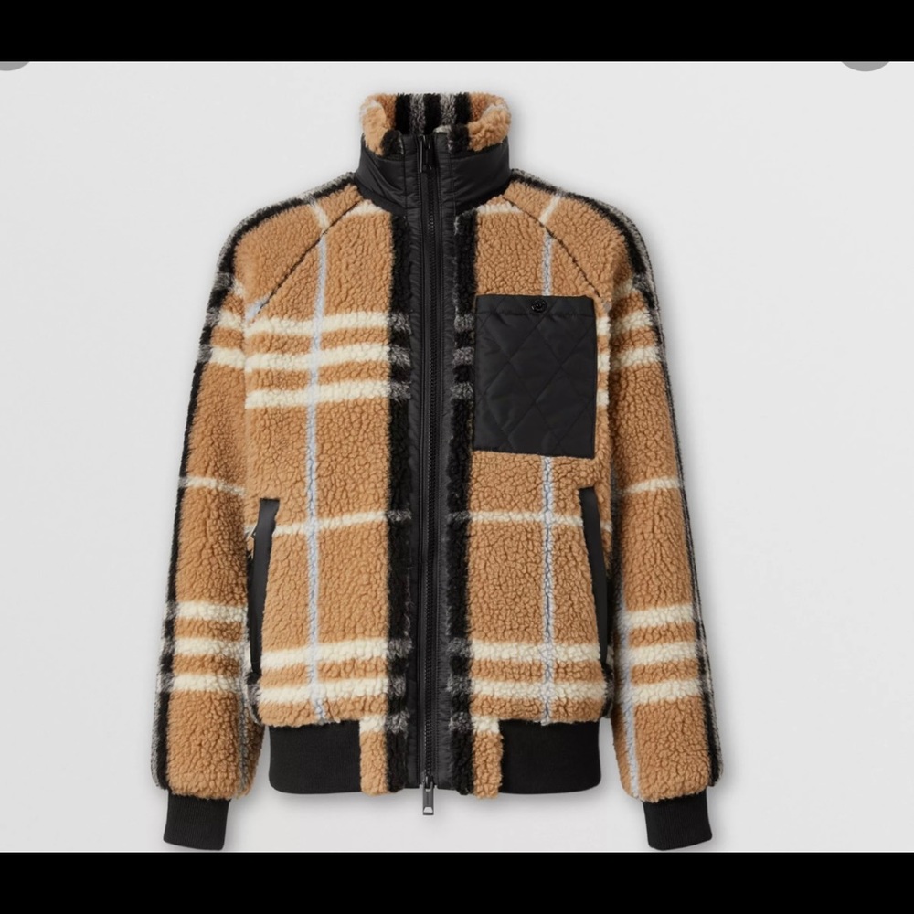 ❗️SOLD ❗️Authentic Burberry Sherpa Diamond Quilted bomber teddy/wool jacket